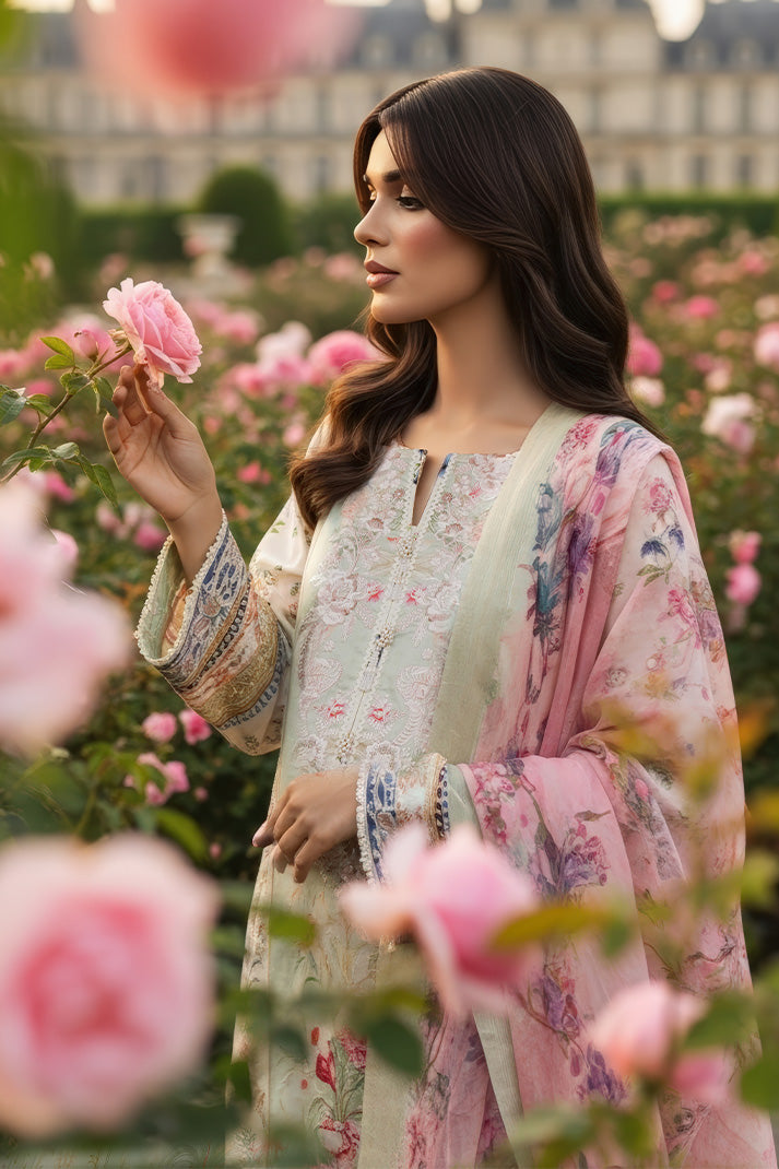 Serene Premium Day Dream Embroidered Pret Cotton Satin 3Pc Suit SPP-03 Eden
