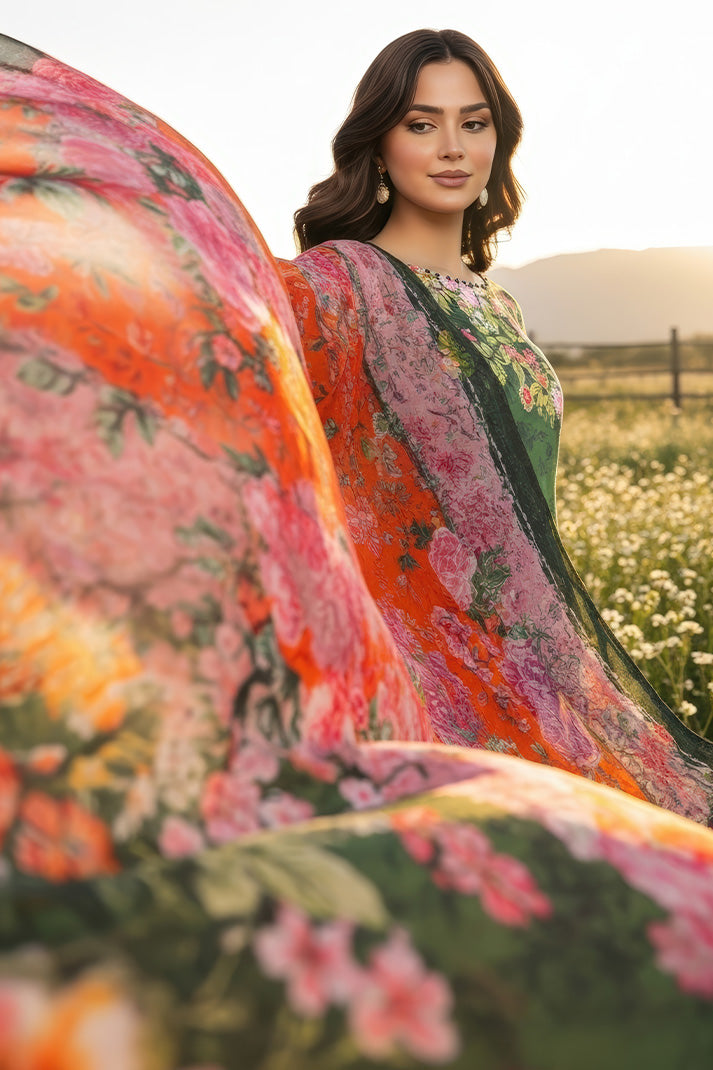 Serene Premium Day Dream Embroidered Pret Cotton Satin 3Pc Suit SPP-04 Breeze