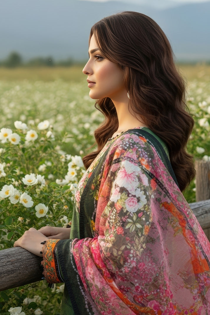 Serene Premium Day Dream Embroidered Pret Cotton Satin 3Pc Suit SPP-04 Breeze