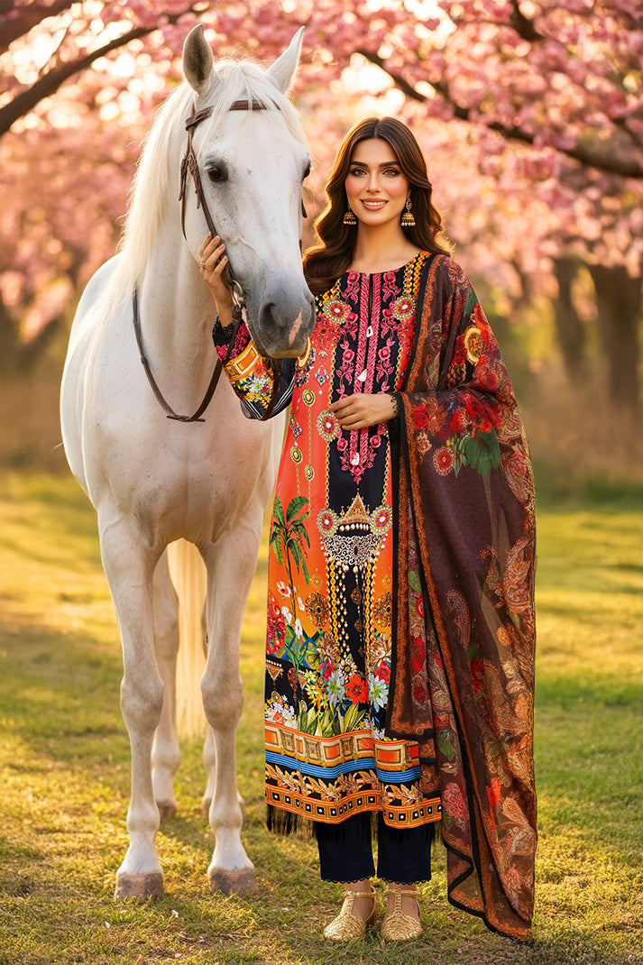 Serene Premium Day Dream Embroidered Pret Cotton Satin 3Pc Suit SPP-05 Bloom