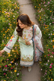 Serene Premium Day Dream Embroidered Pret Cotton Satin 3Pc Suit SPP-06 Dewdrop