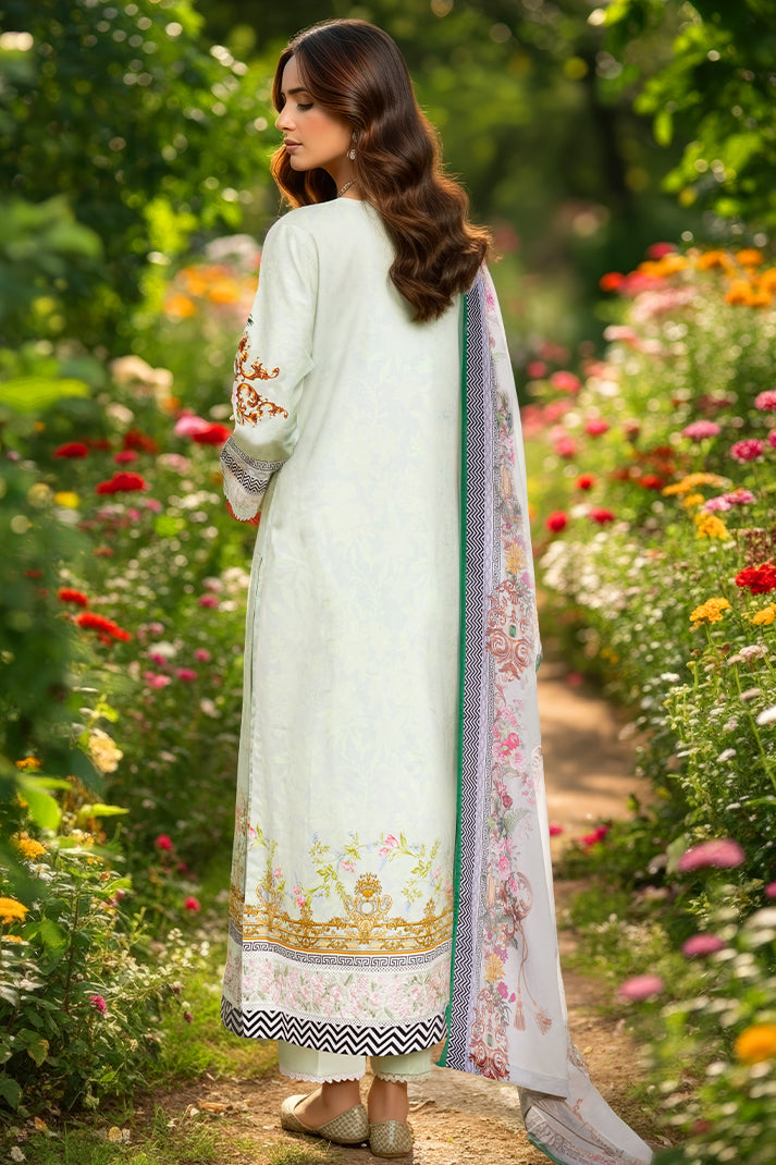 Serene Premium Day Dream Embroidered Pret Cotton Satin 3Pc Suit SPP-06 Dewdrop