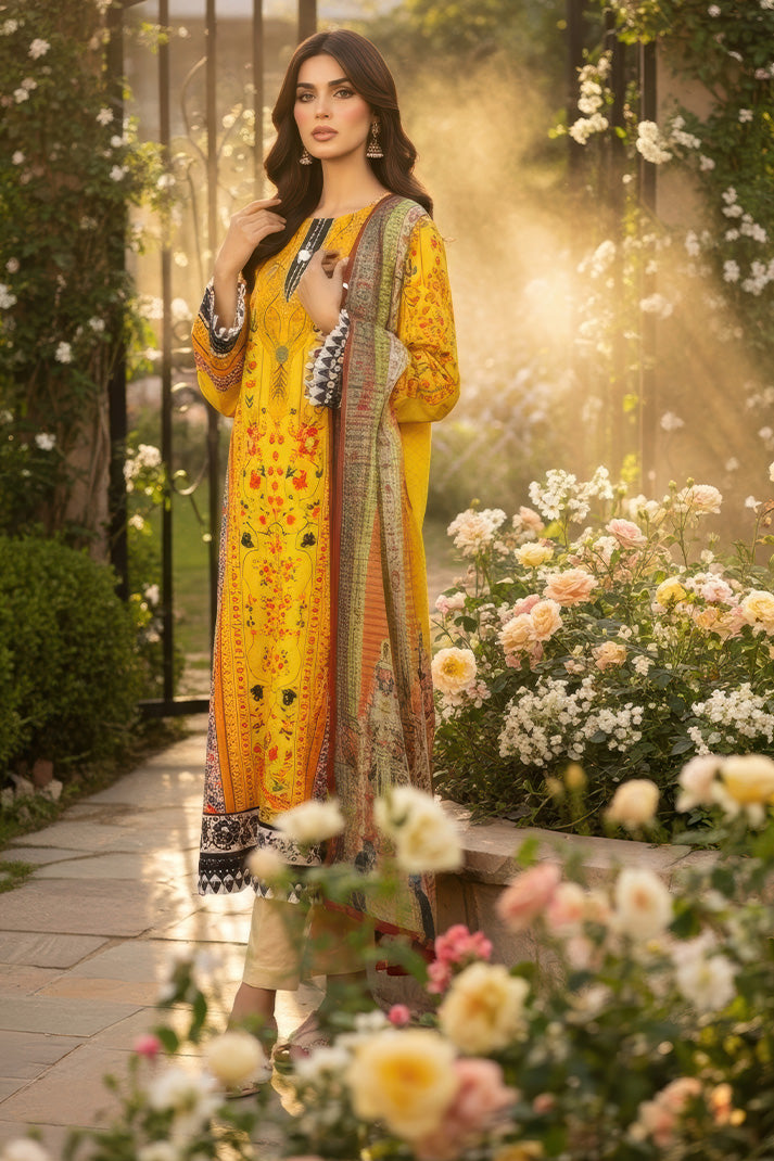 Serene Premium Day Dream Embroidered Pret Cotton Satin 3Pc Suit SPP-08 Haze