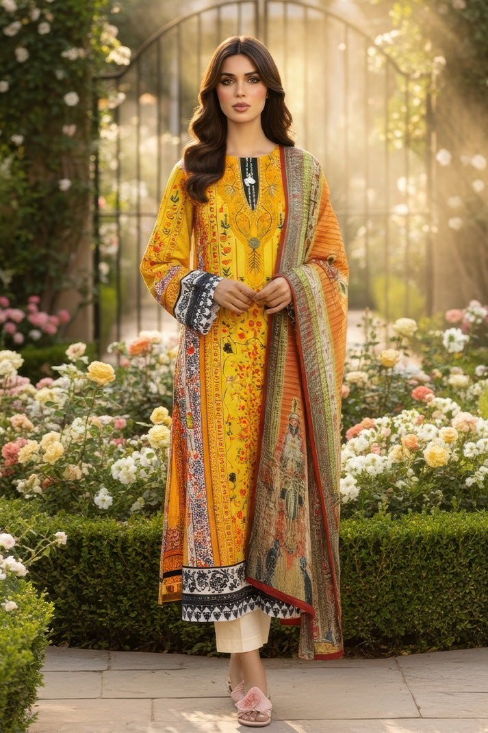 Serene Premium Day Dream Embroidered Pret Cotton Satin 3Pc Suit SPP-08 Haze