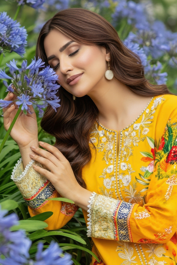 Serene Premium Day Dream Embroidered Pret Cotton Satin 3Pc Suit SPP-10 Reverie