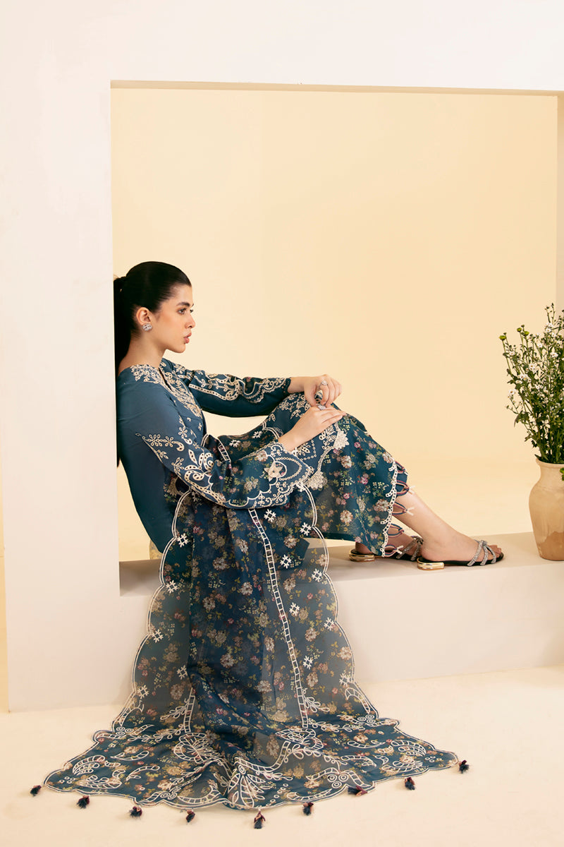 Qalamkar Qlinekari Embroidered Lawn Unstitched 3Pc Suit SQ-05 ELA