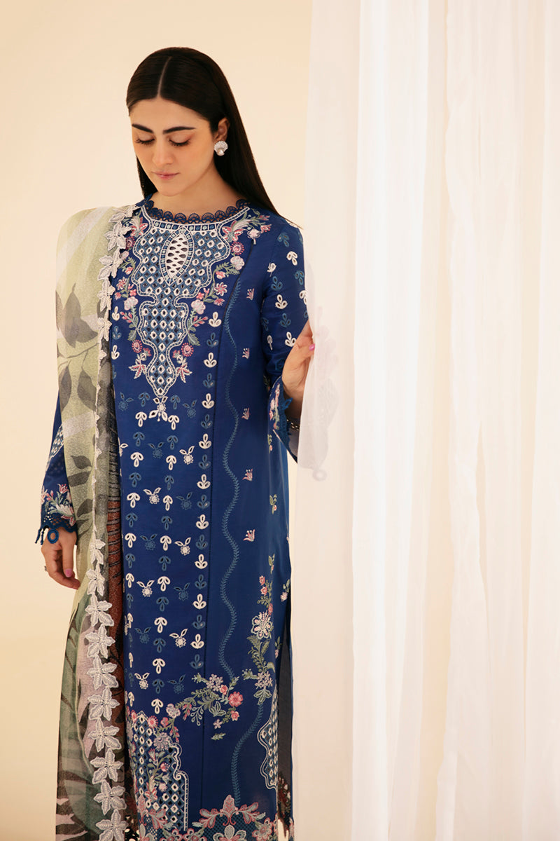 Qalamkar Qlinekari Embroidered Lawn Unstitched 3Pc Suit SQ-08 ZEL
