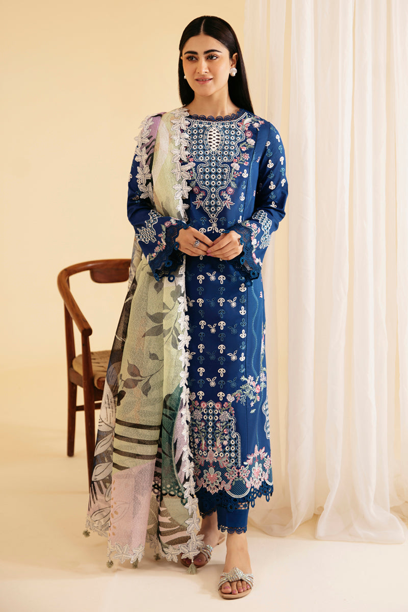 Qalamkar Qlinekari Embroidered Lawn Unstitched 3Pc Suit SQ-08 ZEL