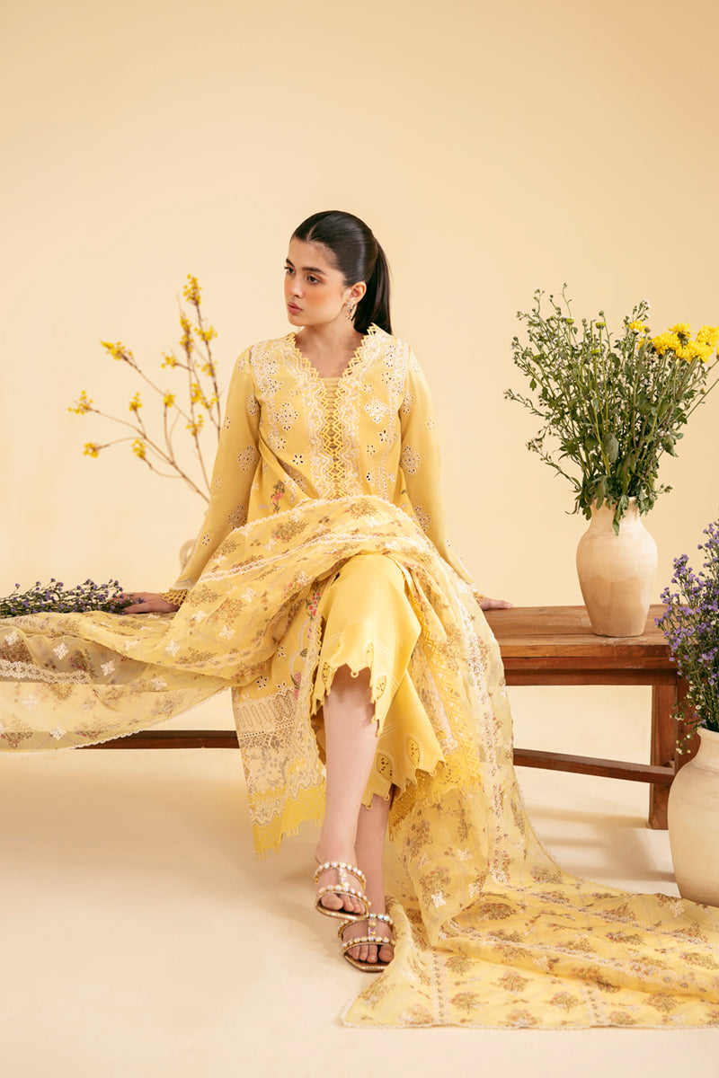 Qalamkar Qlinekari Embroidered Lawn Unstitched 3Pc Suit SQ-12 ZHAIN