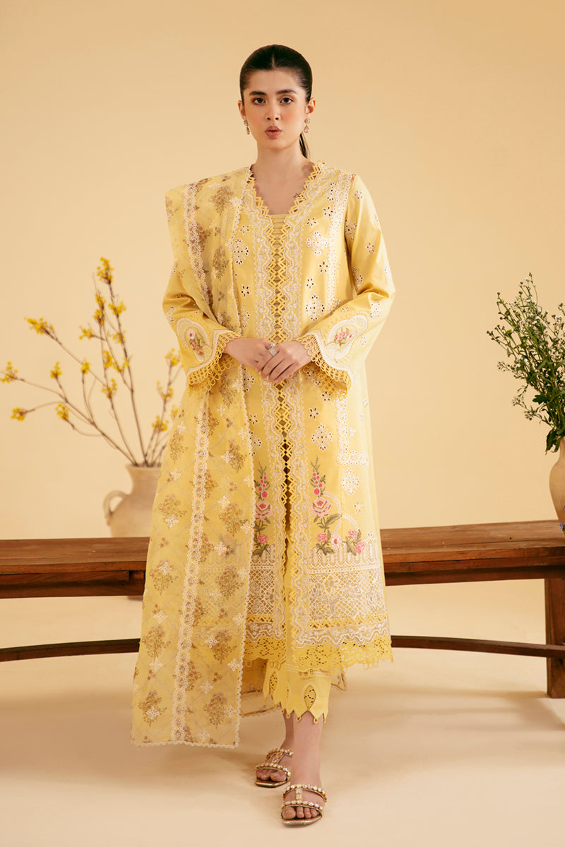 Qalamkar Qlinekari Embroidered Lawn Unstitched 3Pc Suit SQ-12 ZHAIN