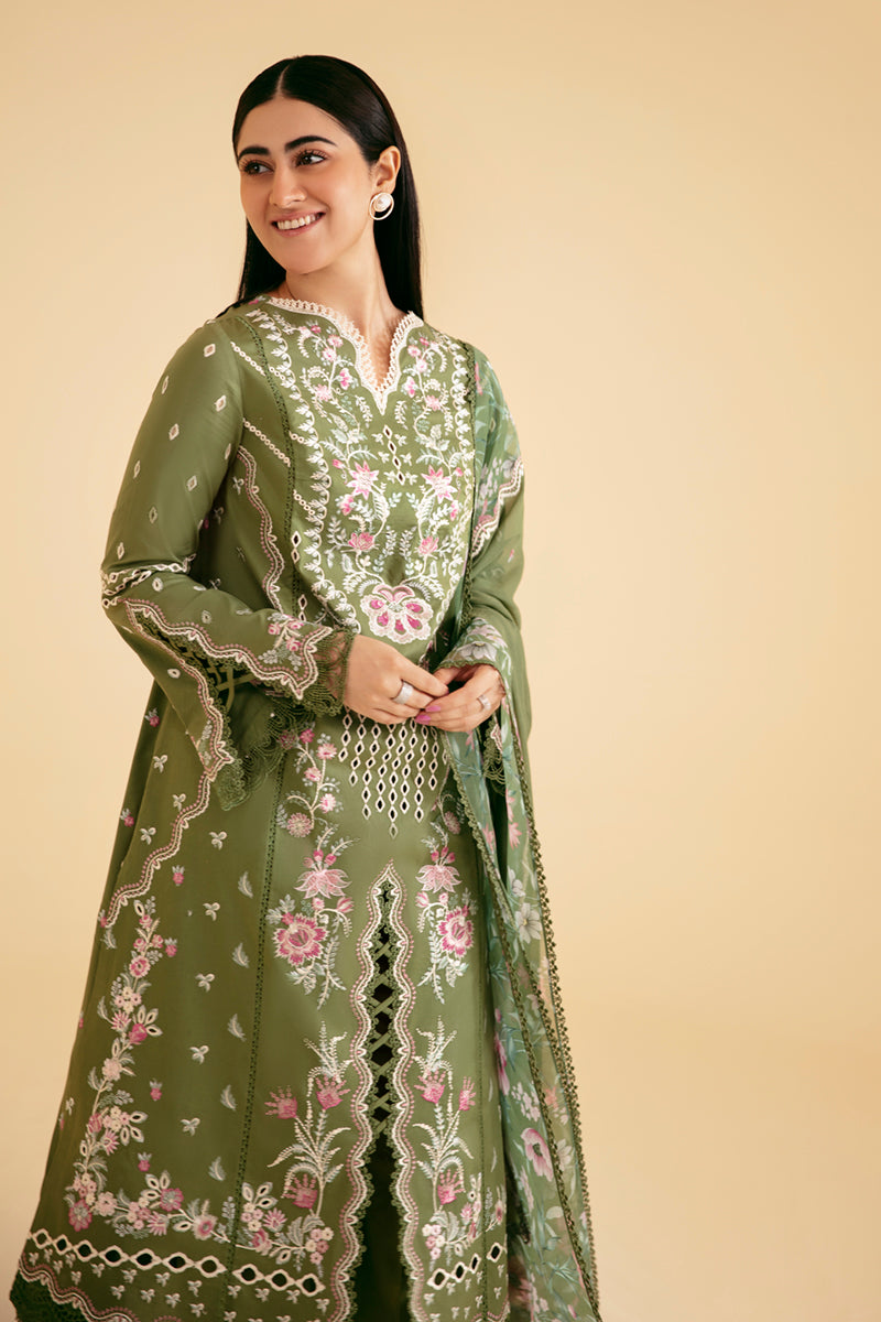 Qalamkar Qlinekari Embroidered Lawn Unstitched 3Pc Suit SQ-14 SEMAL