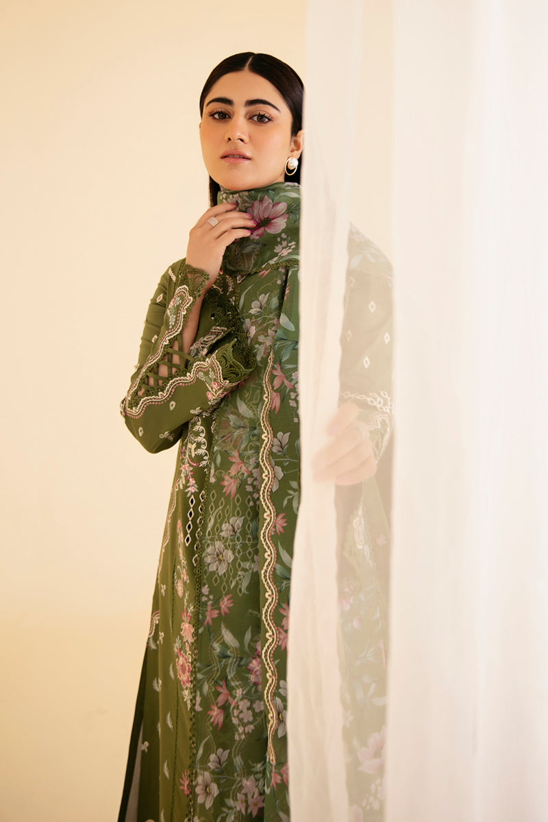 Qalamkar Qlinekari Embroidered Lawn Unstitched 3Pc Suit SQ-14 SEMAL