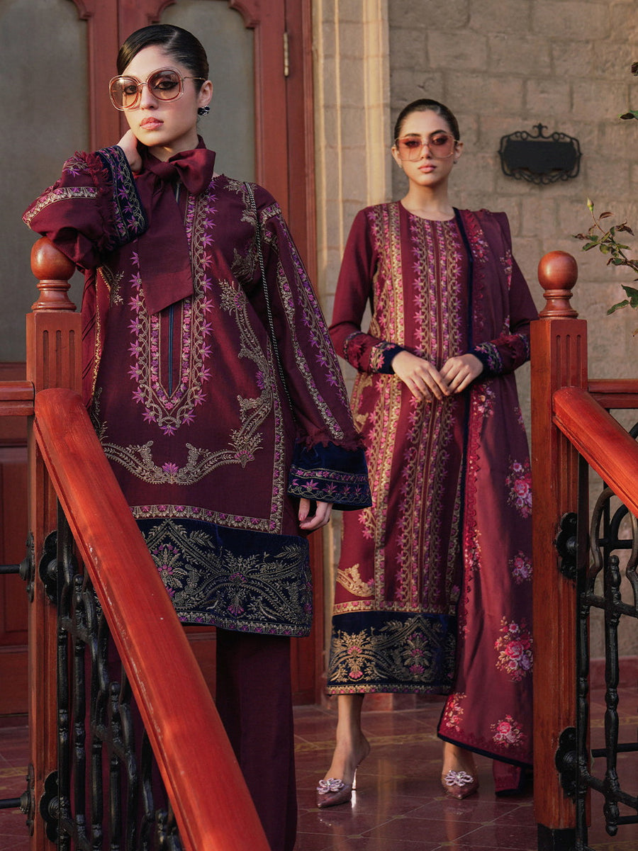 Saira Rizwan Embroidered Khaddar Unstitched 3Pc Suit SR-02 ZAYNEM