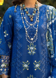 Sardinia Floral Forest Embroidered Lawn Unstitched 3Pc Suit SR-803 Sapphire Flora