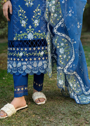Sardinia Floral Forest Embroidered Lawn Unstitched 3Pc Suit SR-803 Sapphire Flora