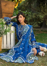 Sardinia Floral Forest Embroidered Lawn Unstitched 3Pc Suit SR-803 Sapphire Flora