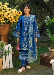 Sardinia Floral Forest Embroidered Lawn Unstitched 3Pc Suit SR-803 Sapphire Flora