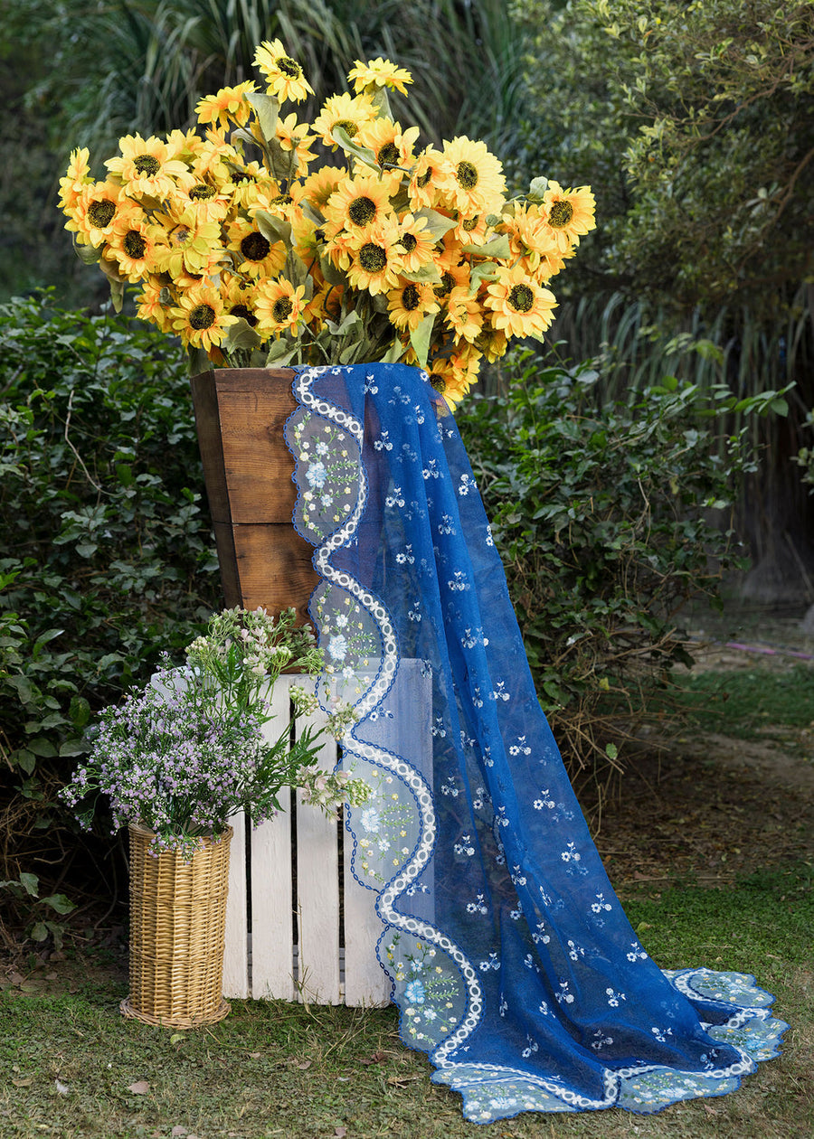 Sardinia Floral Forest Embroidered Lawn Unstitched 3Pc Suit SR-803 Sapphire Flora