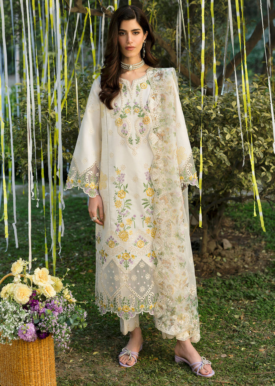 Sardinia Floral Forest Embroidered Lawn Unstitched 3Pc Suit SR-804 Ivory Bloom