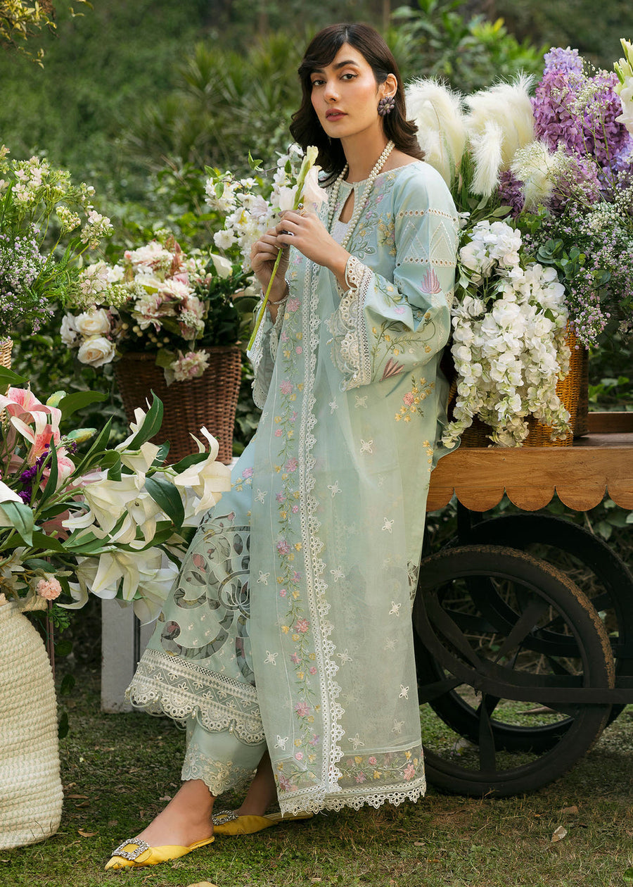 Sardinia Floral Forest Embroidered Lawn Unstitched 3Pc Suit SR-808 Sky Petal