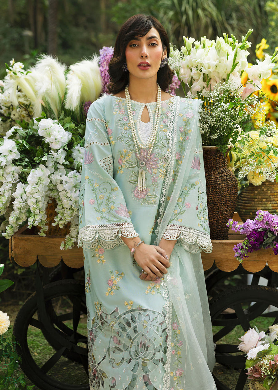 Sardinia Floral Forest Embroidered Lawn Unstitched 3Pc Suit SR-808 Sky Petal