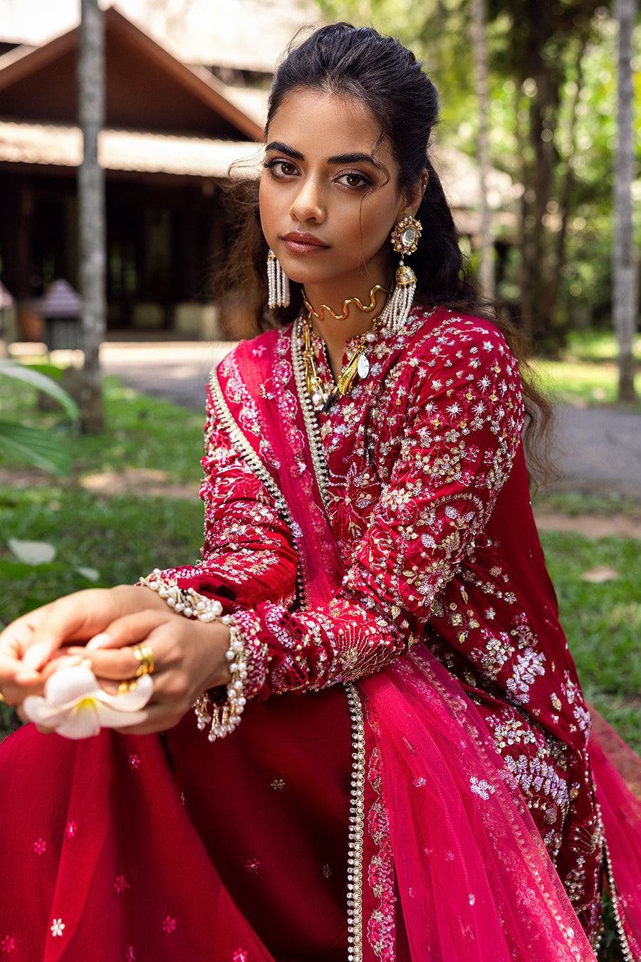 Saira Rizwan Wedding Festive Unstitched Raw Silk 3Pc Suit SRF25-01 GOLNAR