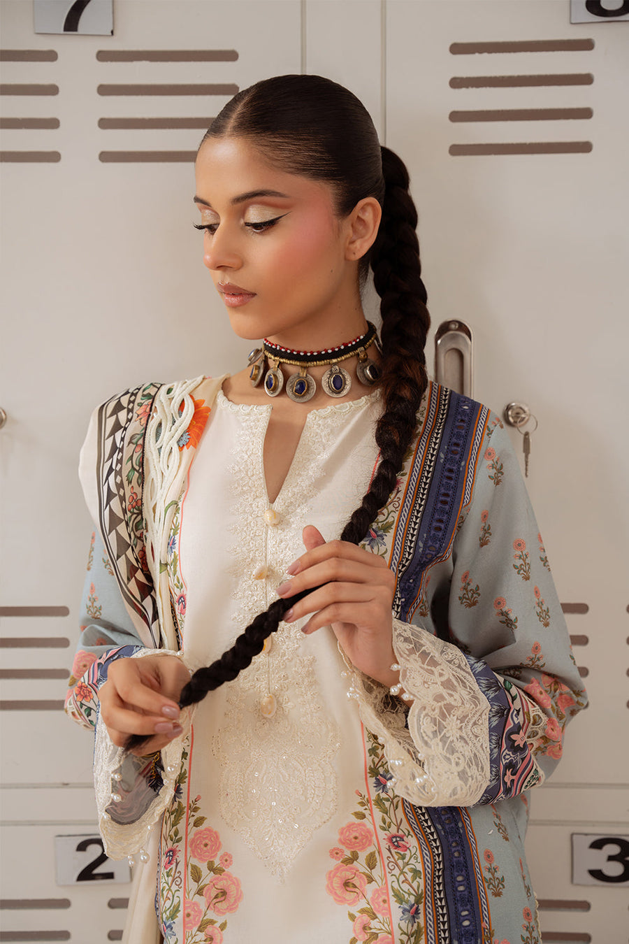 Saira Rizwan Laanem Embroidered Lawn Unstitched 3Pc Suit SRL25-07B ZUMRA