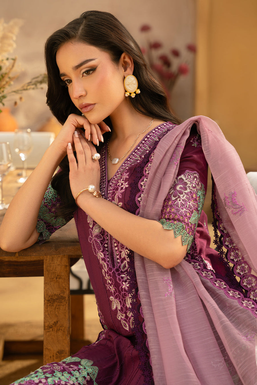 Saira Rizwan Embroidered Luxury Lawn Unstitched 3Pc Suit SRL25-11 VALERIE