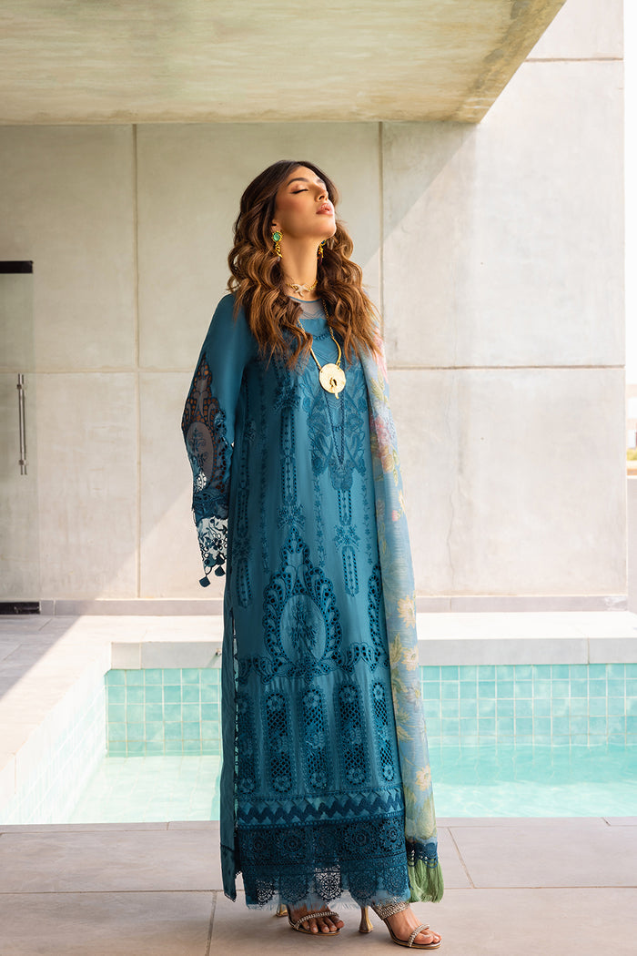 Saira Rizwan Embroidered Luxury Lawn Unstitched 3Pc Suit SRLL24-07 SAPPHIRE