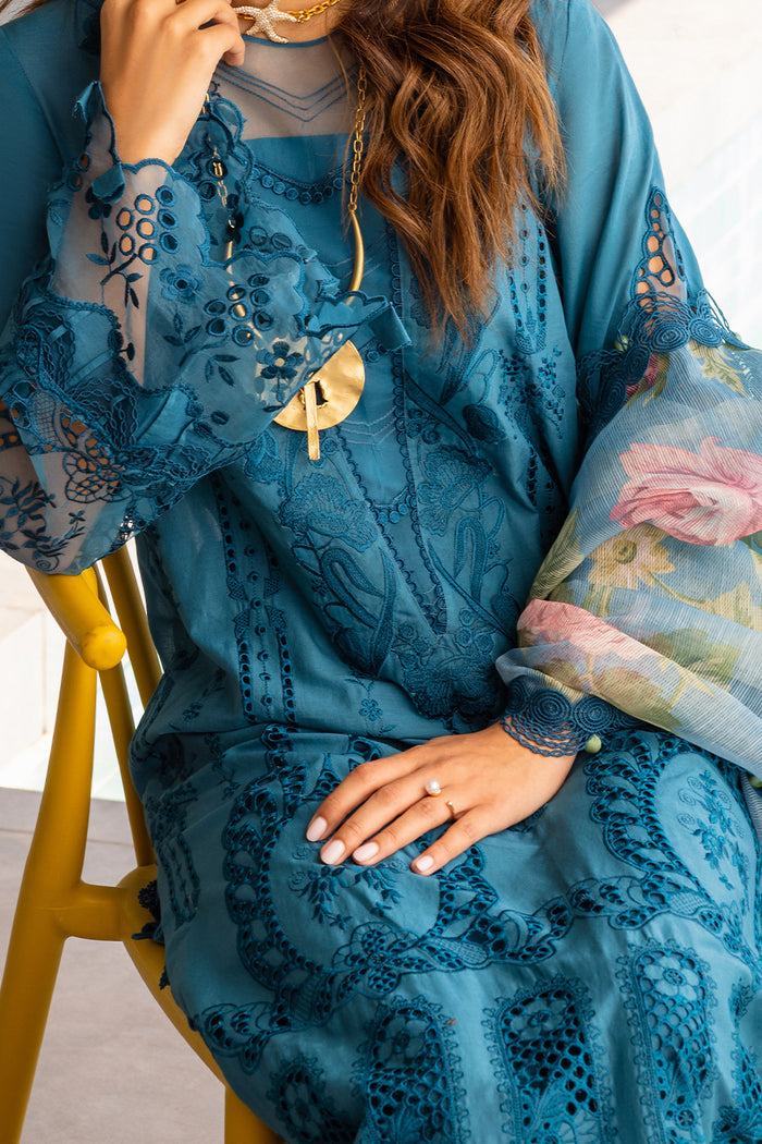 Saira Rizwan Embroidered Luxury Lawn Unstitched 3Pc Suit SRLL24-07 SAPPHIRE