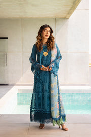 Saira Rizwan Embroidered Luxury Lawn Unstitched 3Pc Suit SRLL24-07 SAPPHIRE