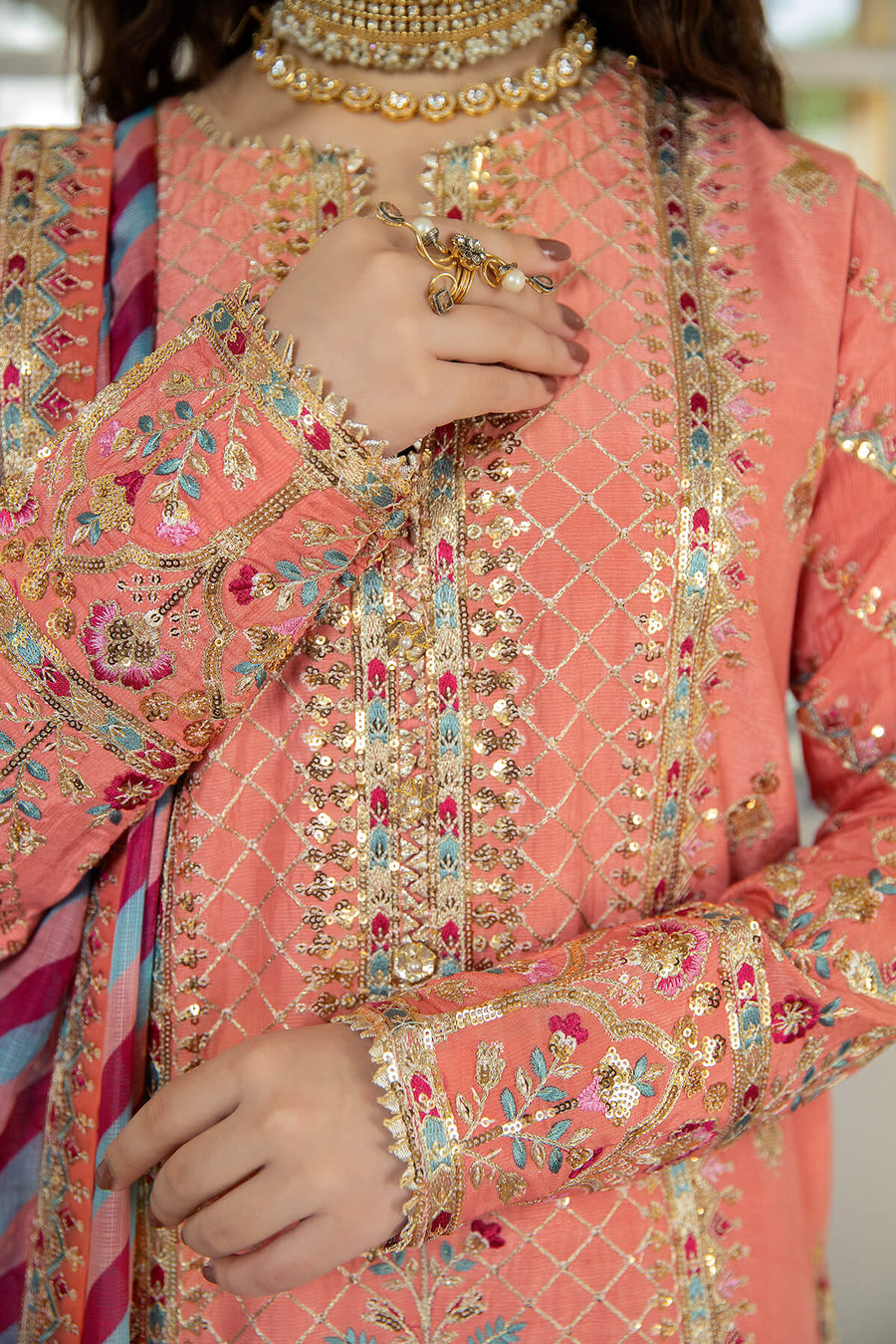 Jahaa'n Ara by Serene Embroidered Raw Silk Unstitched Suit SRS-01