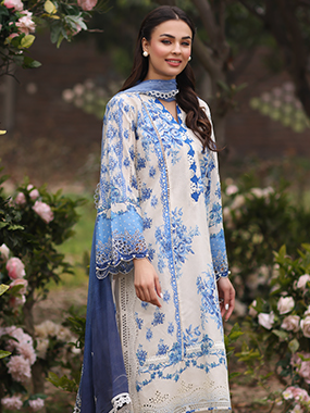 Vintage Flora by Manara Embroidered Lawn Unstitched 3Pc Suit SS-04 PORCELAIN