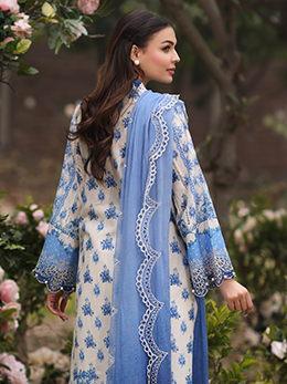 Vintage Flora by Manara Embroidered Lawn Unstitched 3Pc Suit SS-04 PORCELAIN