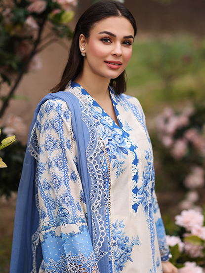 Vintage Flora by Manara Embroidered Lawn Unstitched 3Pc Suit SS-04 PORCELAIN