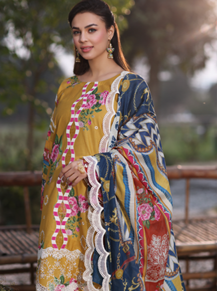 Vintage Flora by Manara Embroidered Lawn Unstitched 3Pc Suit SS-09 CAMELLIA