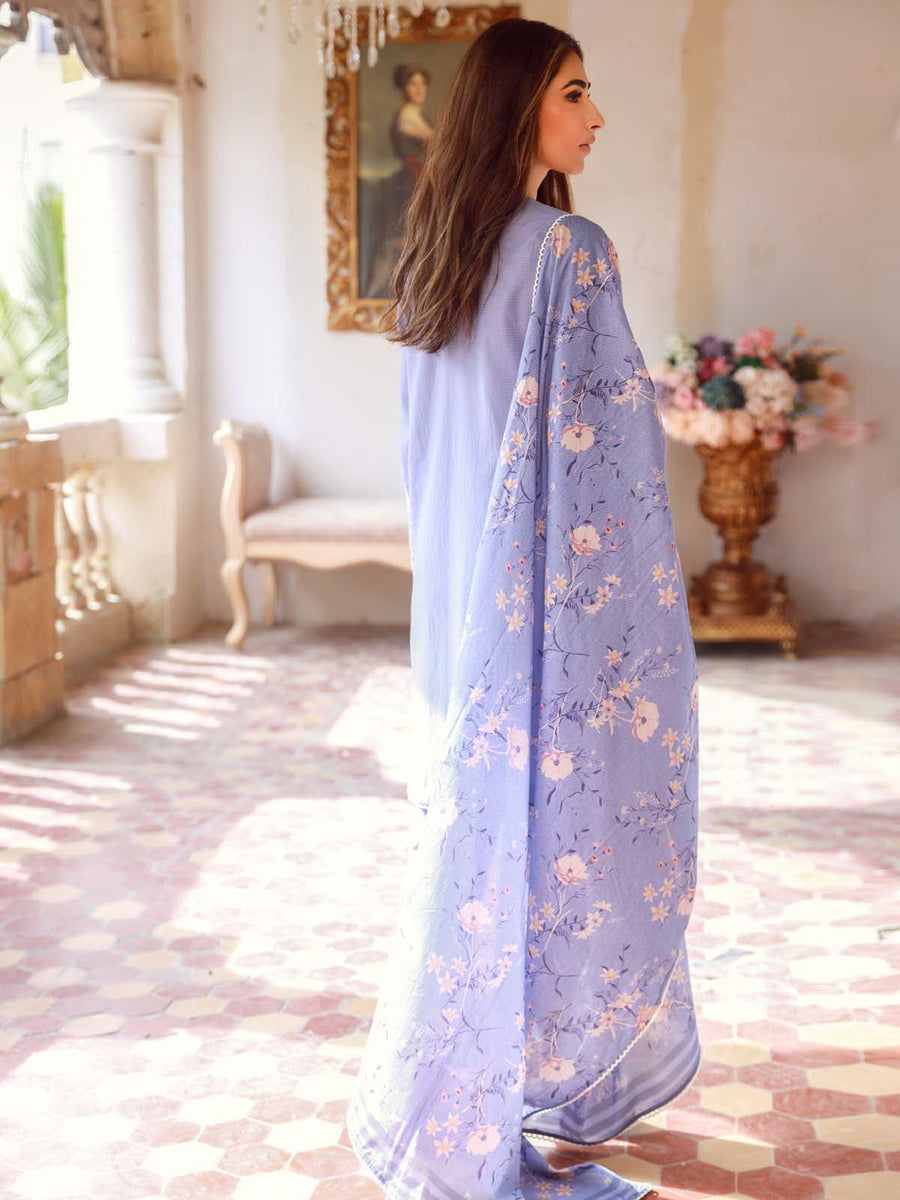 SAHAR Eid Edit Embroidered Slub Lawn Unstitched 3Pc Suit SSL-V3-23-24