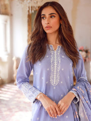 SAHAR Eid Edit Embroidered Slub Lawn Unstitched 3Pc Suit SSL-V3-23-24