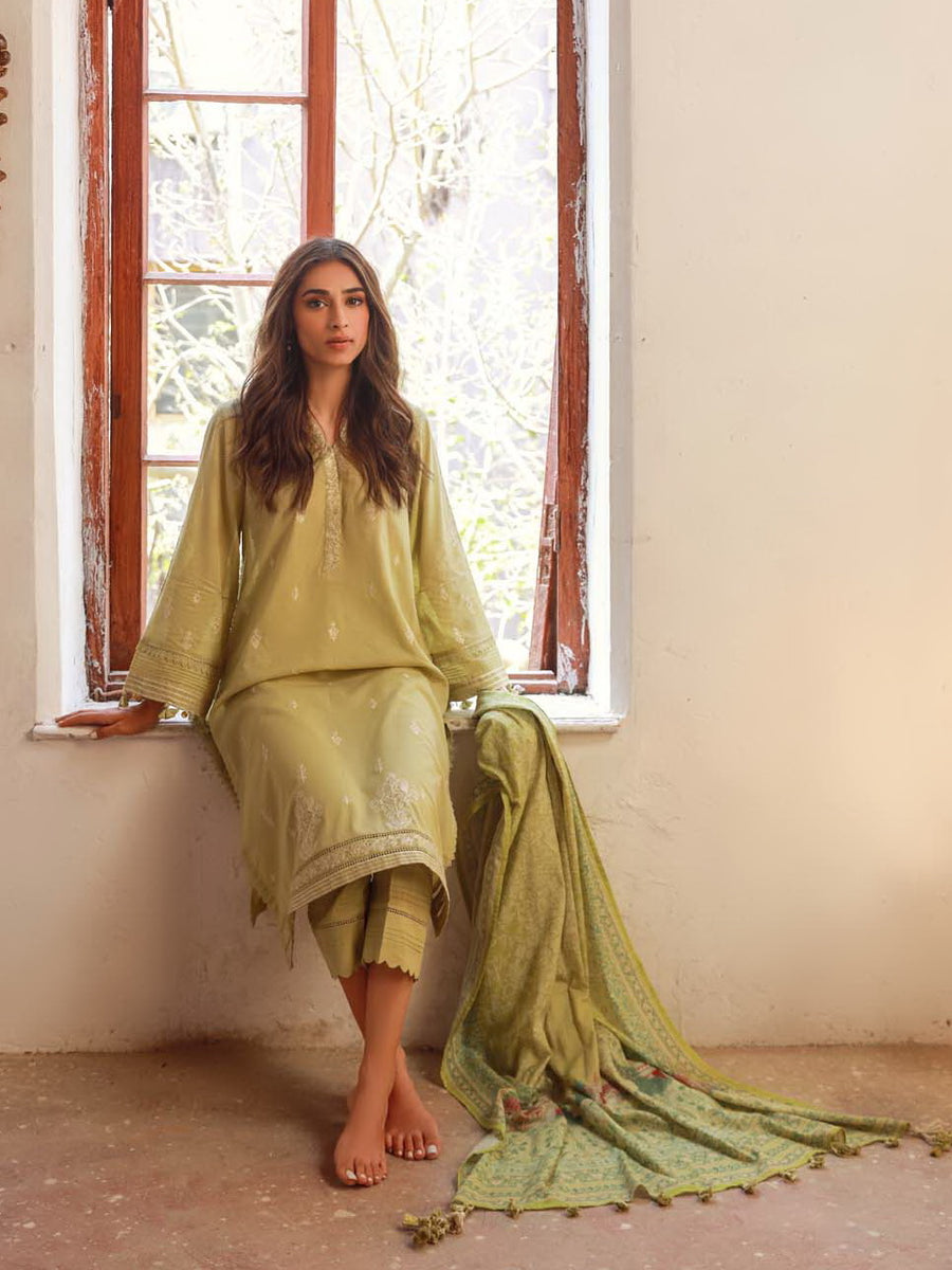 SAHAR Eid Edit Embroidered Slub Lawn Unstitched 3Pc Suit SSL-V3-23-27