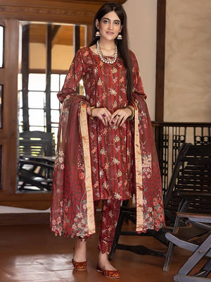 Regalia Salina Separates Mushk Unstitched Cambric 3 Piece Suit SSM-01