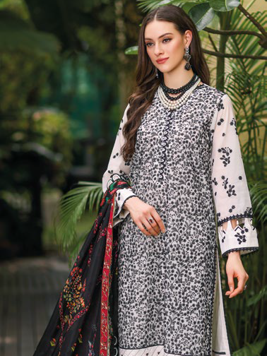 Gul Ahmed Premium Embroidered Lawn Unstitched 3Pc Suit SSM-42007