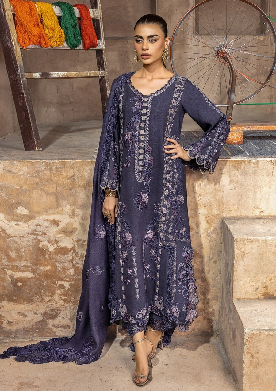 Saira Shakira Embroidered Karandi Unstitched 3Pc Suit D-1B LILA