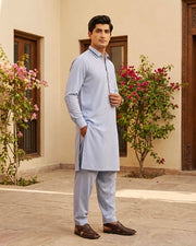 Sky Light by Fabrieco Men's Unstitched Soft Blended Suit - Steel