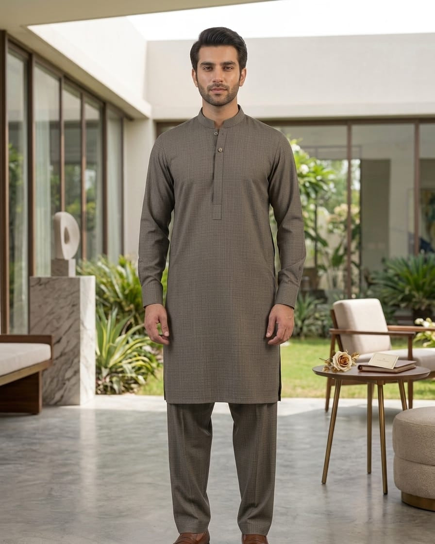 Crimson by Fabrieco Men's Unstitched Textured Blended Suit STL-12