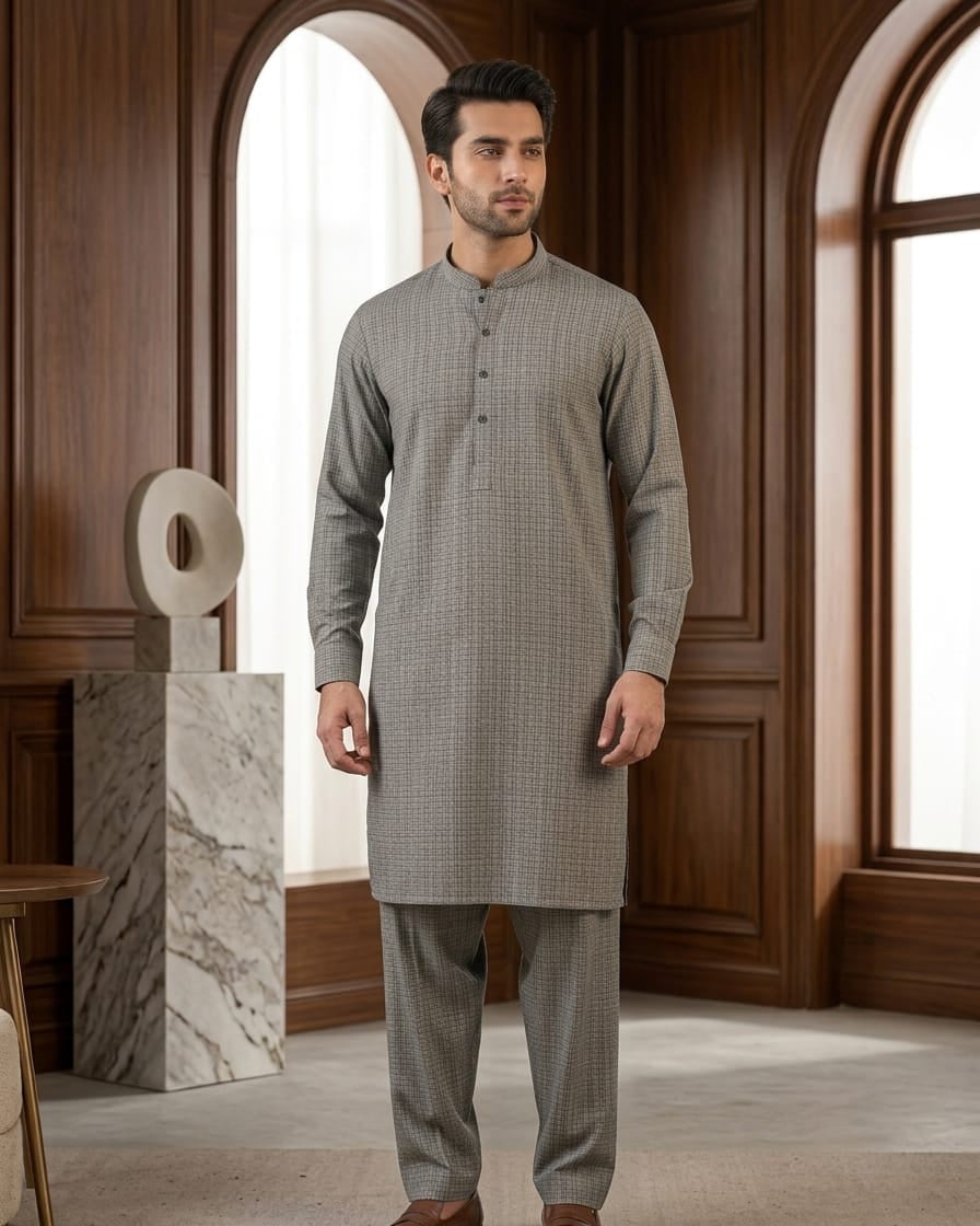 Crimson by Fabrieco Men's Unstitched Textured Blended Suit STL-13