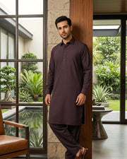 Crimson by Fabrieco Men's Unstitched Textured Blended Suit STL-02