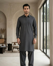 Crimson by Fabrieco Men's Unstitched Textured Blended Suit STL-05