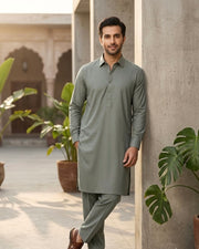 Crimson by Fabrieco Men's Unstitched Textured Blended Suit STL-09
