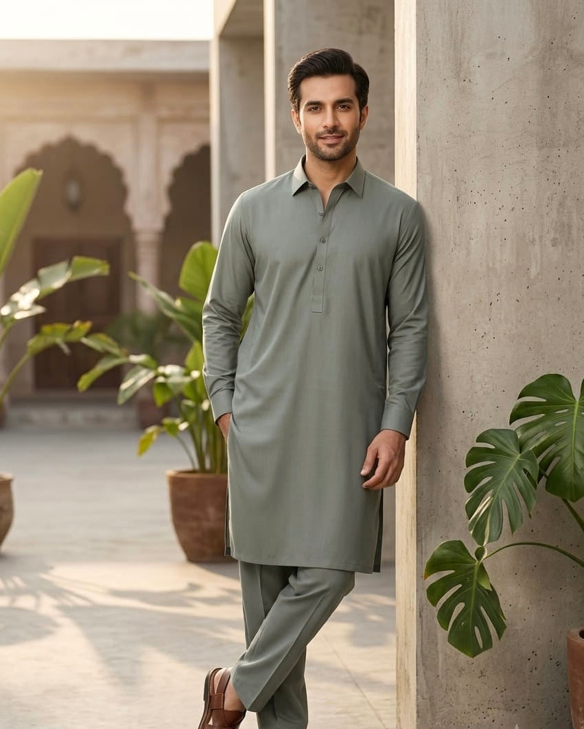 Crimson by Fabrieco Men's Unstitched Textured Blended Suit STL-09