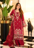 Sardinia La'More Embroidered Raw Silk Unstitched 3Pc Suit - Scarlet Dream